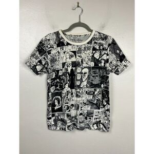 Junji Ito Collection White Black Comic T Shirt Tee Top Shirt Women's Size Medium
